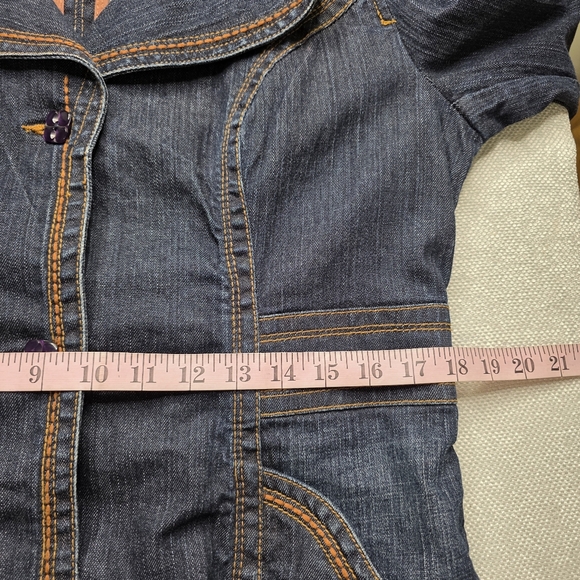 Kikit Jeans ⏰ Stylish Denim Trench Coat Sz L - Picture 8 of 11